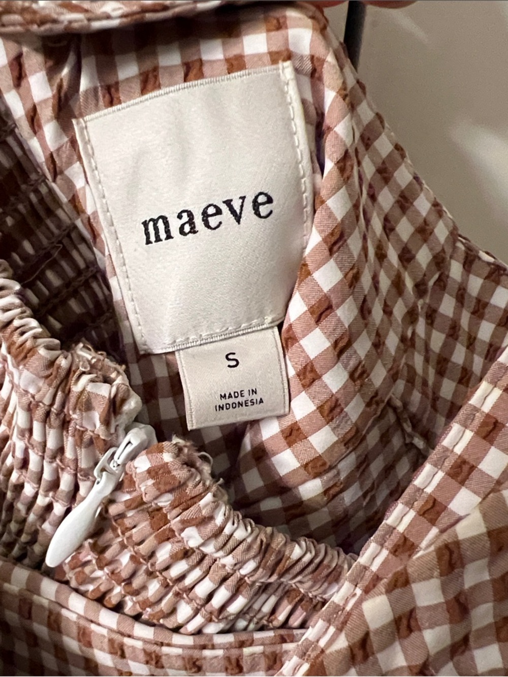 Maeve (by Anthropologie): Brown Gingham Tie-Front Midi Dress - Picture 2 of 8
